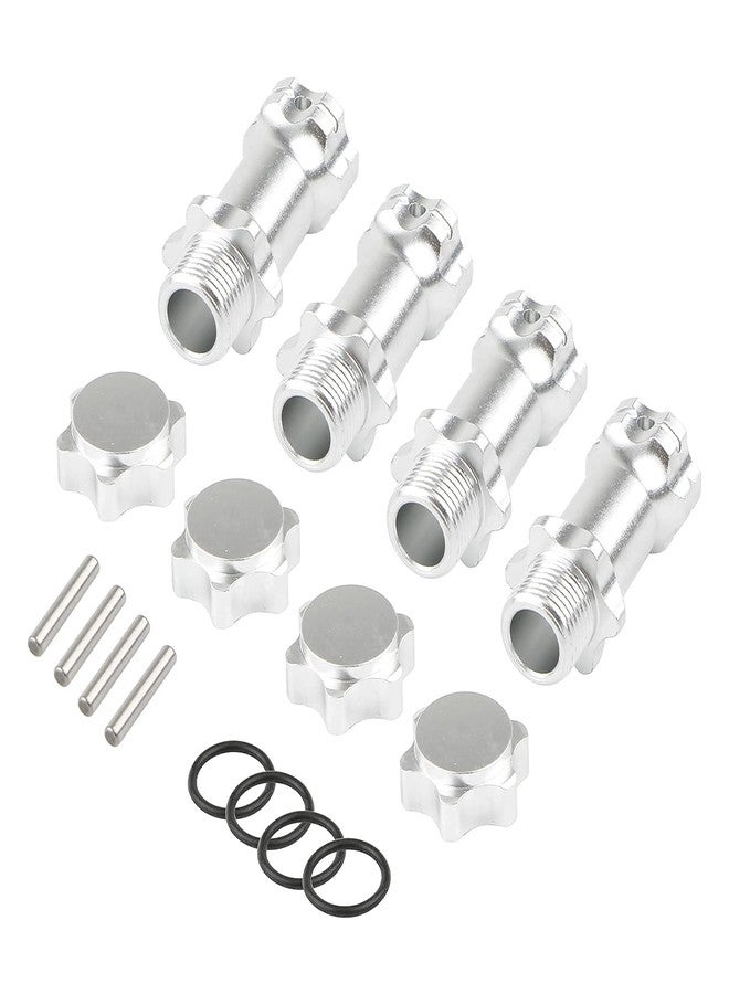 Rchobbytop 4pcs Aluminum 17mm Hex Adapter 30mm Extension Wheel Hub Drive Offset Width Extender with Anti-dust Cap Nuts for 1/8 RC On Road Car Off Road Truggy Truck Buggy Crawler, Silver - Image 2